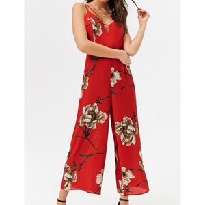 Red Floral Jumpsuit